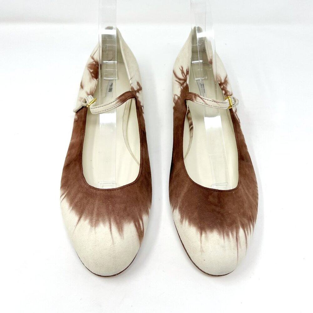 Miu Miu Brown Tie‑Dye Suede Mary Jane Flats EU 41 Made‎ in Italy - Picture 2 of 9